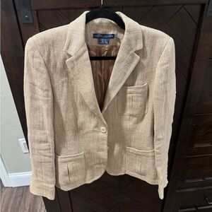 Vintage Ralph Lauren Blue Label Herringbone Blazer 100% Linen Made in Italy sz8